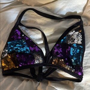 Sequin Triangle Bikini Top